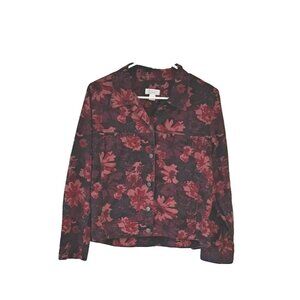 Christopher & Banks Women’s Small Red Floral Jean Jacket
